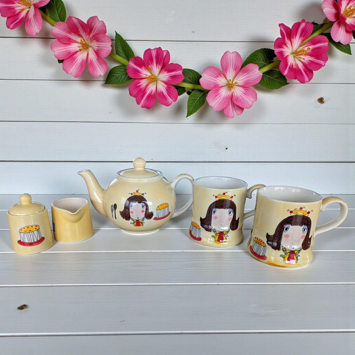 Whittard of Chelsea, Domestic Goddess, Hand Painted Tea Set for Two