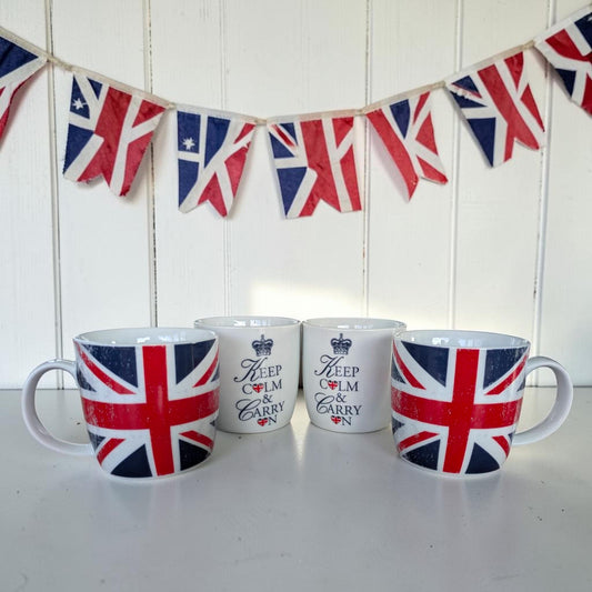 Union Jack Mugs, Keep Calm Mugs – British Kitchen Decor, UK Gift for Tea Lovers