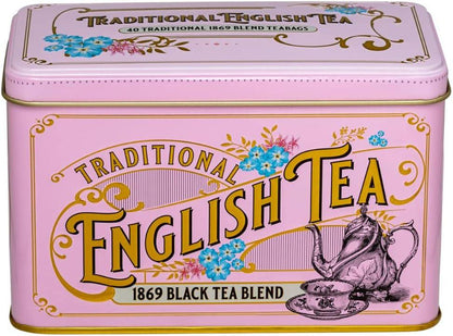 Vintage Style English Tea Tin | British Souvenir Gift Box, Union Jack & London Bus, Traditional Black Tea | English Breakfast Blend