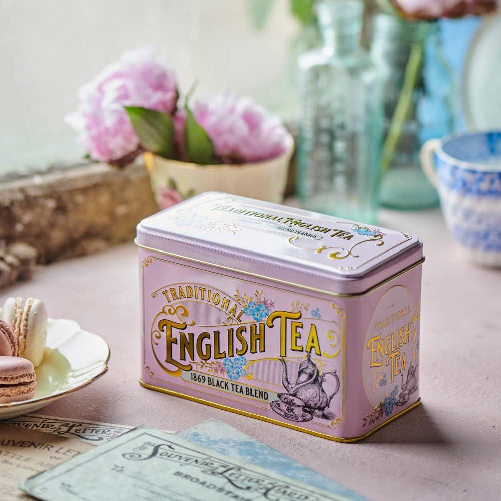 Vintage Style English Tea Tin | British Souvenir Gift Box, Union Jack & London Bus, Traditional Black Tea | English Breakfast Blend