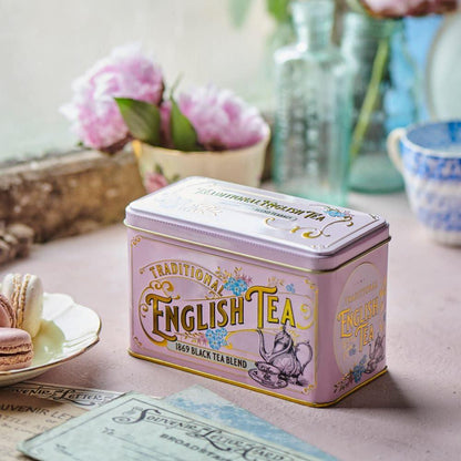 Vintage Style English Tea Tin | British Souvenir Gift Box, Union Jack & London Bus, Traditional Black Tea | English Breakfast Blend