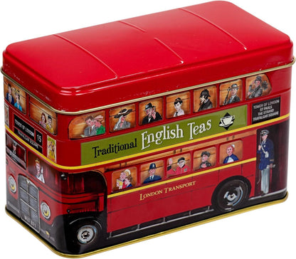 Vintage Style English Tea Tin | British Souvenir Gift Box, Union Jack & London Bus, Traditional Black Tea | English Breakfast Blend