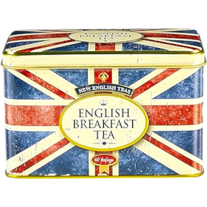 Vintage Style English Tea Tin | British Souvenir Gift Box, Union Jack & London Bus, Traditional Black Tea | English Breakfast Blend