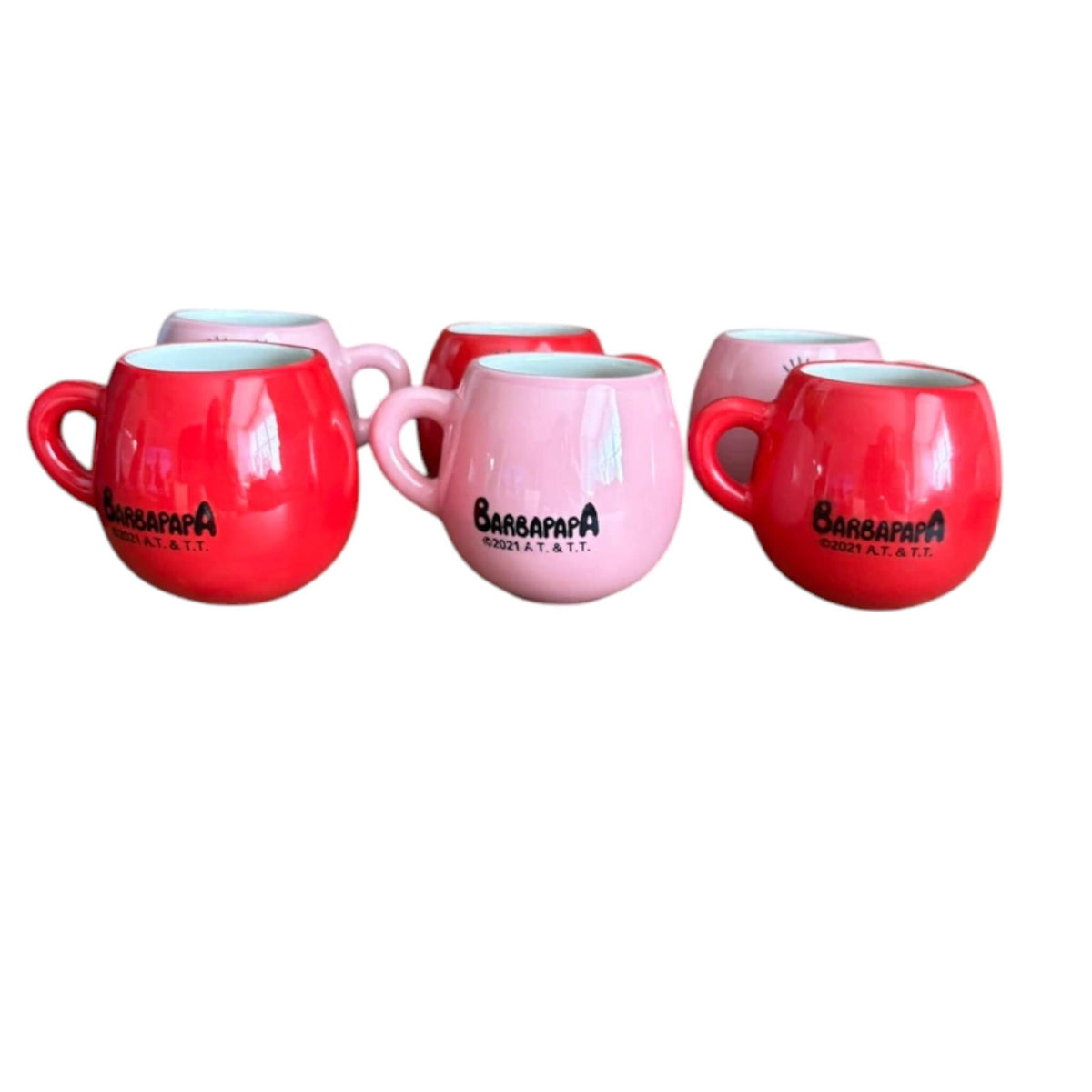 Barbapapa Espresso Mug Set | Cute Pink & Red Ceramic Coffee Cups | Kawaii Collectible Mugs | Choose 2, 4 or 6 Mugs | Gift for Coffee Lovers