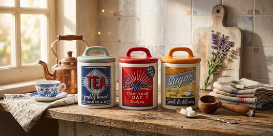 Retro Kitchen Canisters, Tea Coffee Sugar Jars, Vintage Style