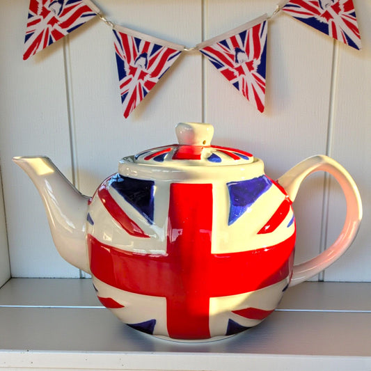 Union Jack Tea Pot, Mugs, Oven Mitt, Tea Cosy – British Kitchen Decor, UK Gift for Tea Lovers