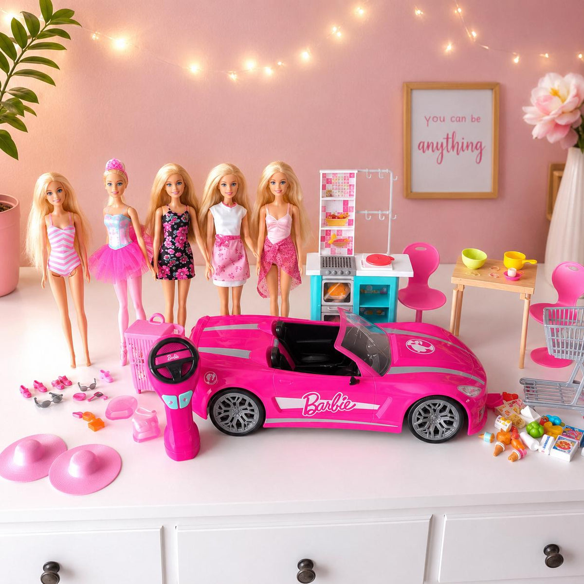 Barbie Dolls & Accessories | Barbie Remote Control Car | Fashion Dolls | Doll Furniture | Toy Kitchen | Shopping Trolley | Barbie Bundle