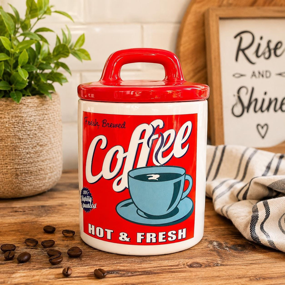 Retro Kitchen Canisters, Tea Coffee Sugar Jars, Vintage Style