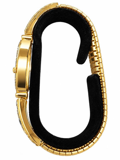 Danbury Mint, Vintage Style Green Crystal Watch – Gold Tone Ladies Bracelet Watch – Elegant Statement Jewellery Gift for Her, Bedazzled