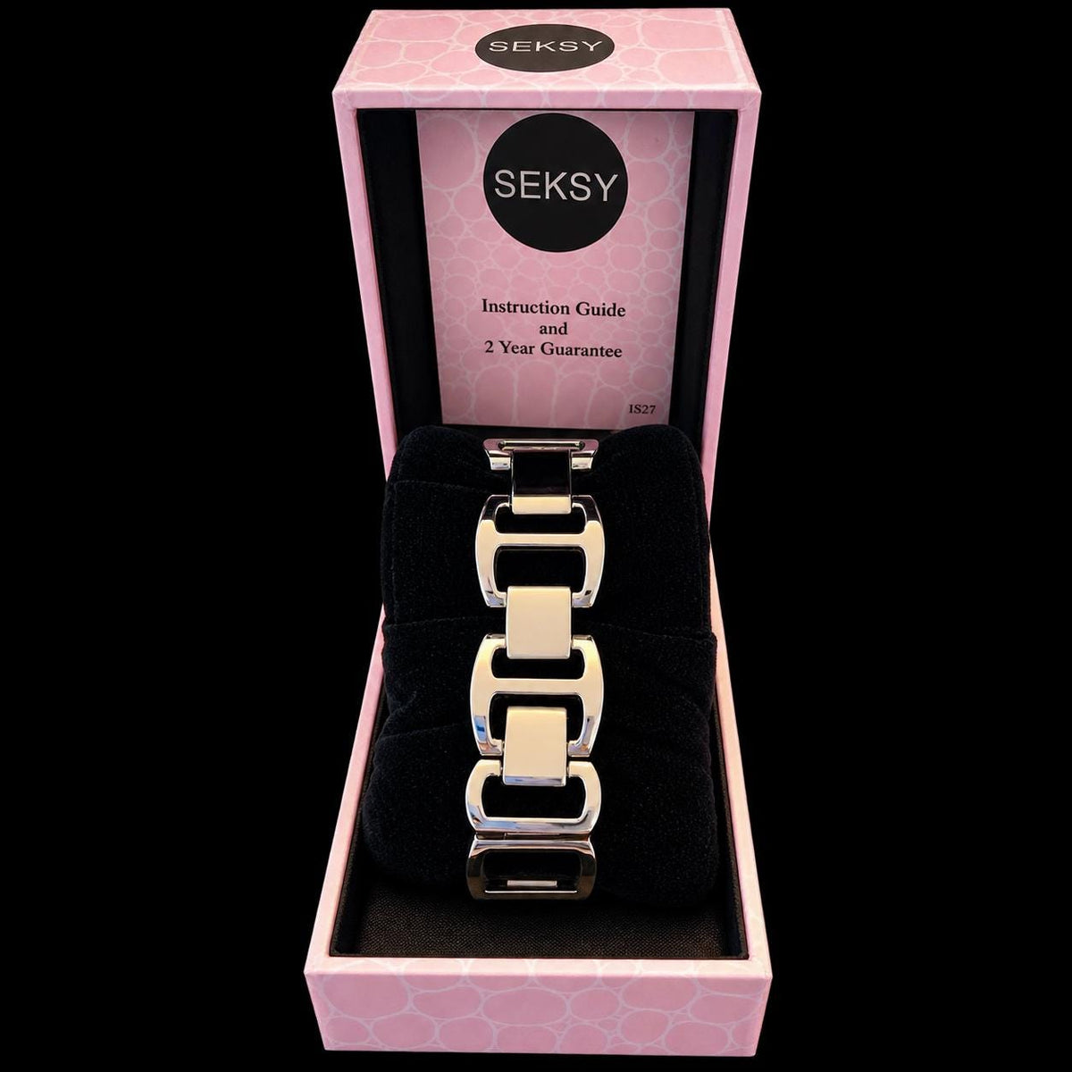 Vintage Style Seksy by Sekonda Ladies Watch | Silver Tone & Black Crystal Bracelet Watch | Preloved Women's Dress Watch, Bedazzled