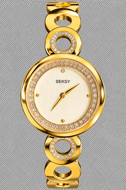 Vintage Seksy by Sekonda Ladies Gold Tone Watch | Crystal Detail Bracelet Watch | Preloved Like New | New Battery | Gift for Her, Bedazzled