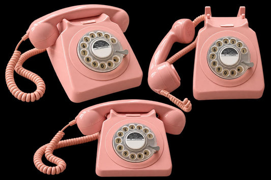 Vintage Style Pink Rotary Dial Telephone | Retro Working Landline Phone | 1960s Inspired Home Decor | Pink Telephone | Pink Gift for Her