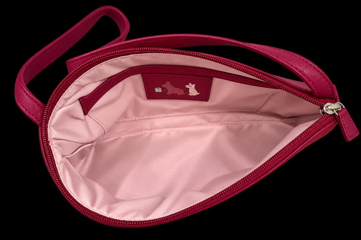 Radley London, Leather Shoulder Bag & Matching Coin Purse Set | Burgundy, Pink Handbag | Scottie Dog Design | Preloved in Great Condition