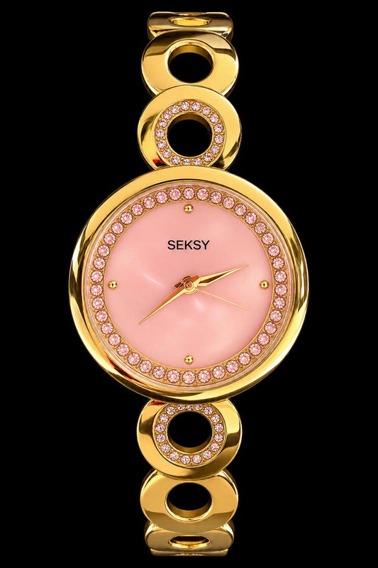 Vintage Seksy by Sekonda Ladies Gold Tone Watch | Crystal Detail Bracelet Watch | Preloved Like New | New Battery | Gift for Her, Bedazzled